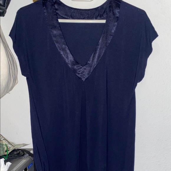 Navy Blue V-Neck Shirt - Picture 1 of 3